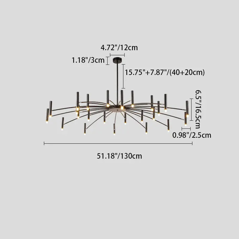 Contemporary Scandinavian Round Radioactive Iron Aluminum 12/24 Light Chandelier for Living Room Lumendat