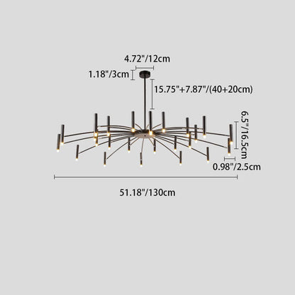 Contemporary Scandinavian Round Radioactive Iron Aluminum 12/24 Light Chandelier for Living Room