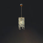 Modern Art Deco Cylinder Metal Crystal 1-light Pendant Light for Living Room