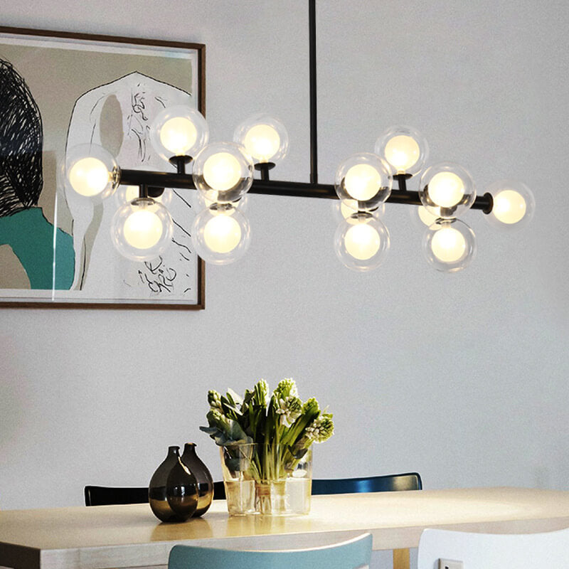 Nordic Light Luxury Magic Bean Glass Ball 16-light Island Light Chandelier