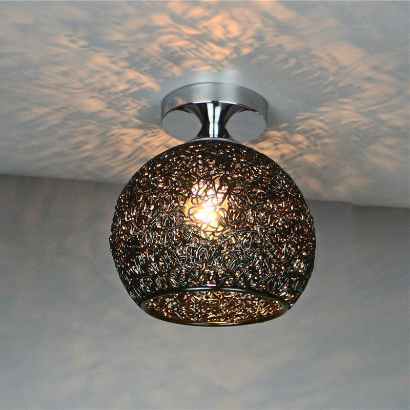 Contemporary Scandinavian Iron Aluminum Weaving Ball 1-light Semi-flush Mount Ceiling Light for Hallway