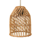 Vintage Rattan Weaving Dome Column 1-light Pendant Light BulbSquare