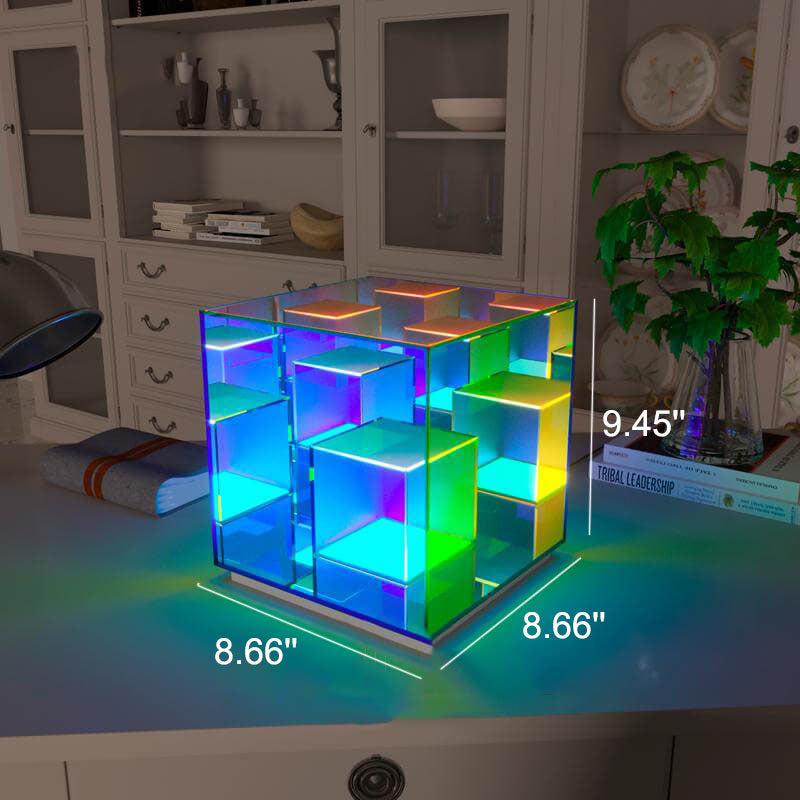 Modern Acrylic RGB Line Rubik's Cube LED Table Lamp Lumendat