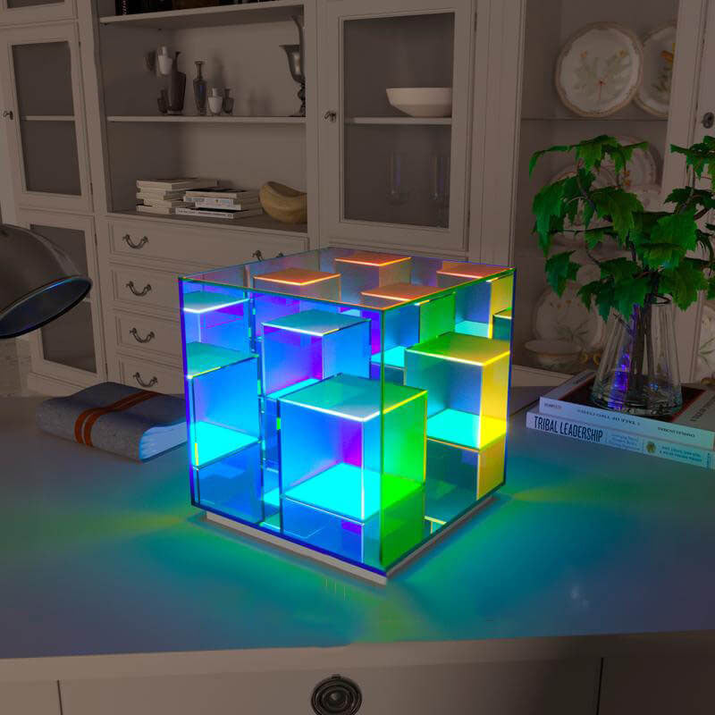 Modern Acrylic RGB Line Rubik's Cube LED Table Lamp Lumendat