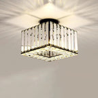 European Luxury Crystal Round Square 1-light Semi-flush Mount Ceiling Light