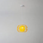 Modern Minimalist Weaving Hemp Ball Iron Drum 1-light Pendant Light for Living Room BulbSquare