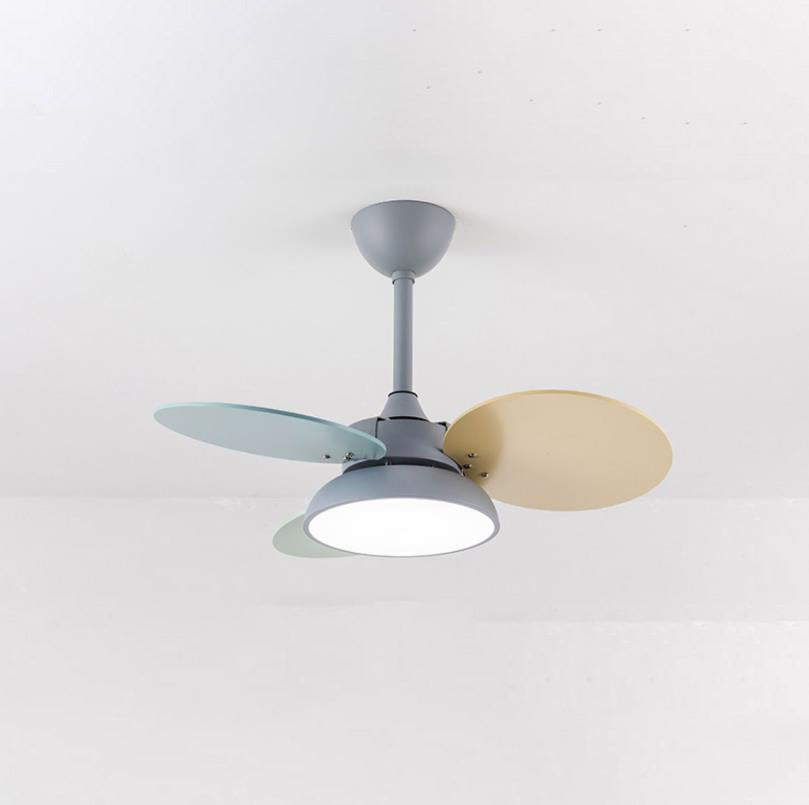 Lumendat Simple Colorful Round Fan Leaf Kids Downrods Ceiling Fan Light Lumendat