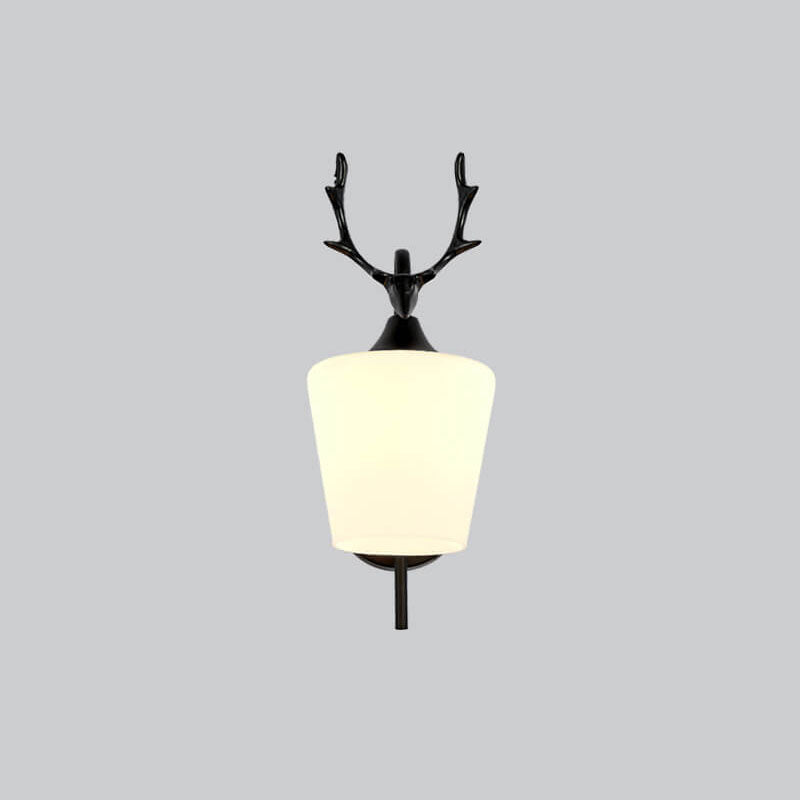 Nordic Creative Antler Glass Cone Shade 1-Light Wall Sconce Lamp for Living Room