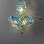 Modern Luxury Blue Floral Glass 2/3 Light Wall Sconce Lamp