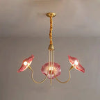 Modern Art Deco Gold Finish Frame Lotus Leaf Glass Shade 3/6-light Chandelier for Living Room Lumendat