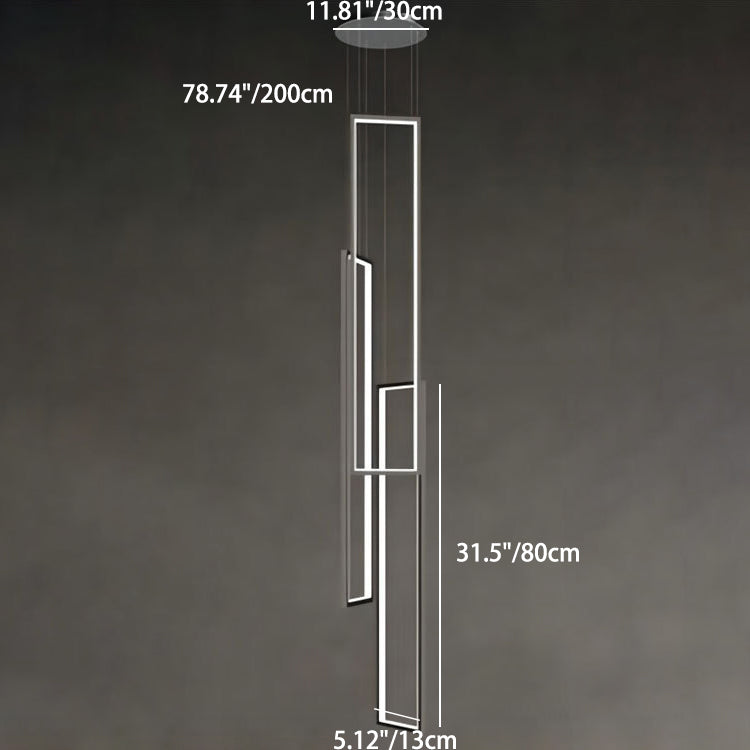 Modern Minimalist Iron Aluminum Silica Rectangular Square Ceiling Plate LED Chandelier for Stairway BulbSquare