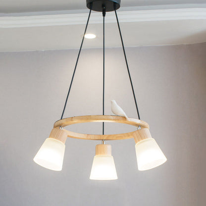 Nordic Minimalist Solid Wood Bird 3/5-light Chandelier