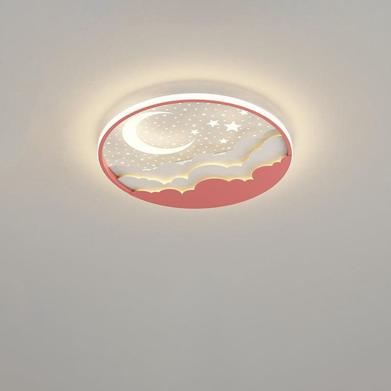 Lumendat Contemporary Creative Cartoon Stars Moon Acrylic LED Kids Flush Mount Ceiling Light For Living Room Lumendat