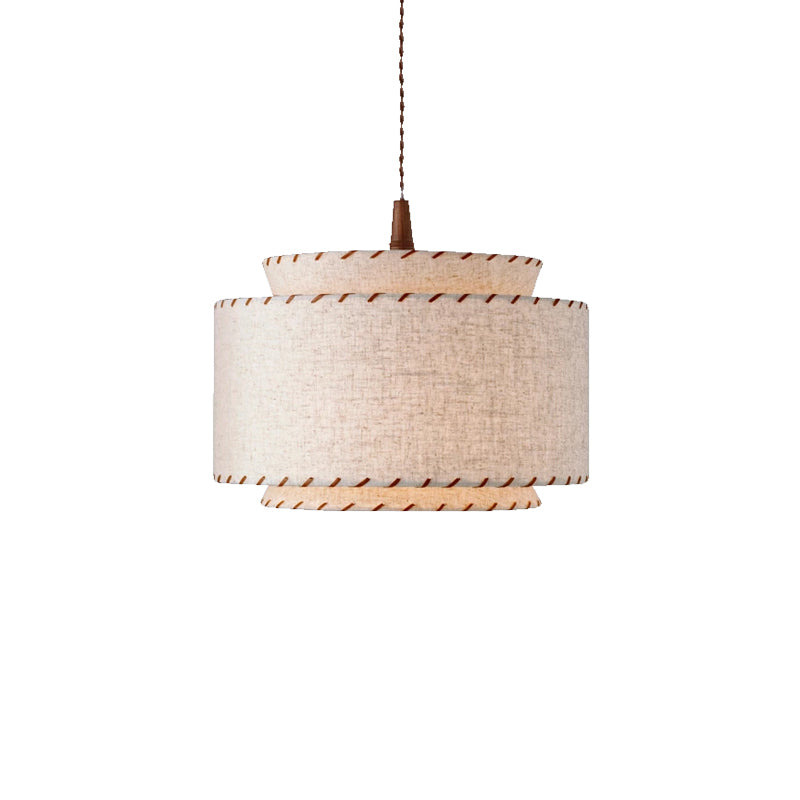 Contemporary Boho Double Cylinder Fabric Shade 1-light Pendant Light for Living Room