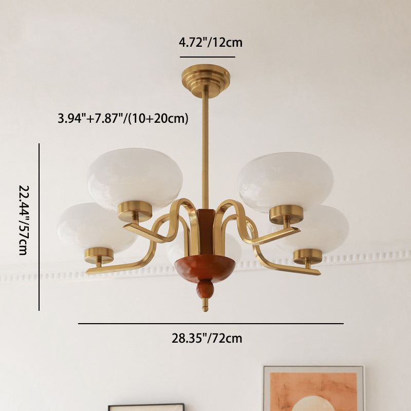 Traditional Vintage Metal Glass Oval Round 3/5 Light Chandeliers for Living Room