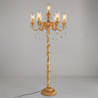 Traditional Luxury Golden Crystal Zinc Alloy Candle Holder 7-Light Standing Floor Lamp For Bedroom Lumendat