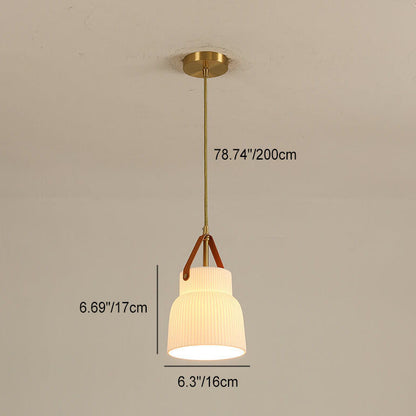 Japanese Light Luxury Ceramic Copper Round Mouth 1-light Pendant Light