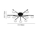 Modern Minimalist Acrylic Copper Round Branch LED Semi-Flush Mount Ceiling Light For Living Room