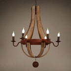 Traditional Rustic Round Branch Candle Holder Wooden Iron 5/6/8 Light Chandelier for Living Room Lumendat