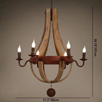 Traditional Rustic Round Branch Candle Holder Wooden Iron 5/6/8 Light Chandelier for Living Room Lumendat