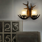 Traditional Vintage Resin Iron Antler 1/2 Light Wall Sconce Lamp For Hallway