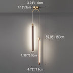 Modern Minimalist Linear Wood Copper Acrylic LED Pendant Light for Bedroom