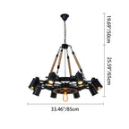 Contemporary Industrial Retro Gear Wrought Ion Hemp Rope 7/9/11-Light Chandelier For Living Room Lumendat