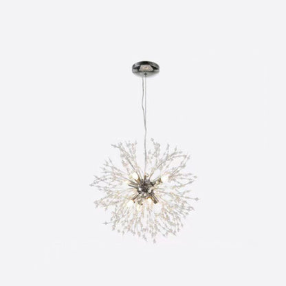 Contemporary Scandinavian Dandelion Metal Crystal 8/9/12/16 Light Chandelier for Bedroom