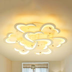 Modern Minimalist Petal Hardware Acrylic Crystal LED Semi-Flush Mount Ceiling Light For Living Room