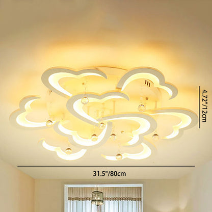 Modern Minimalist Petal Hardware Acrylic Crystal LED Semi-Flush Mount Ceiling Light For Living Room
