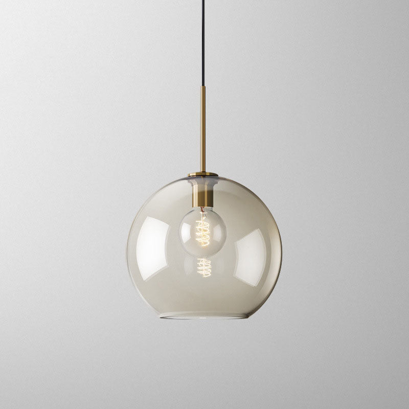 Contemporary Nordic Iron Glass Round Geometric Jar 1-Light Pendant Light For Living Room & Bedroom Lumendat