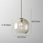 Contemporary Nordic Iron Glass Round Geometric Jar 1-Light Pendant Light For Living Room & Bedroom Lumendat
