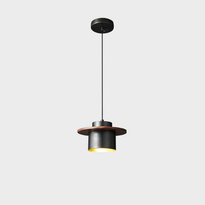 Nordic Luxury Walnut Brass Column 1-light Pendant Light