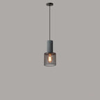 Contemporary Industrial Cylindrical Tapered Cement Iron 1-light Pendant Light for Living Room Lumendat