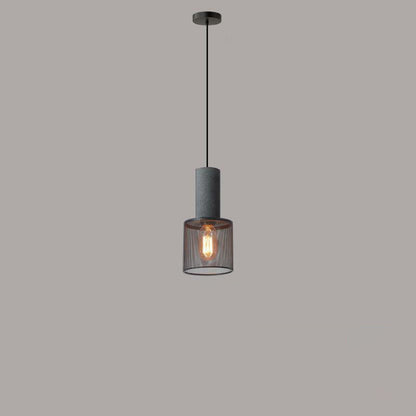 Contemporary Industrial Cylindrical Tapered Cement Iron 1-Light Pendant Light For Living Room