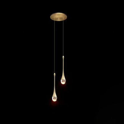 Contemporary Scandinavian Water Drops Iron Aluminum Crystal LED Chandelier for Bedroom