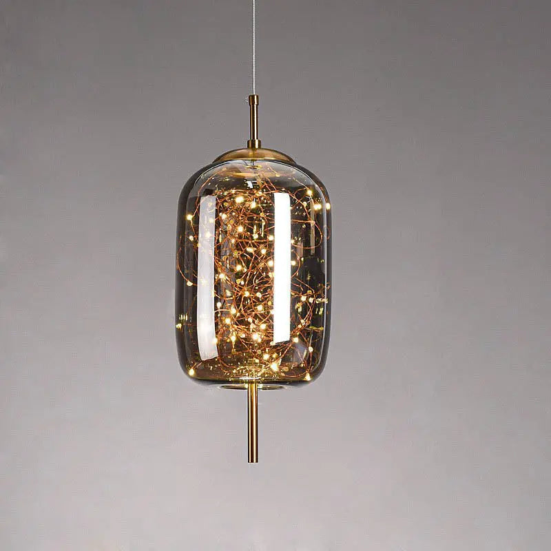 Contemporary Scandinavian Cylinder Oval Glass 1-light Pendant Light for Bedroom Lumendat