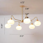 Nordic Japanese Glass Round Wood 3/6/8 Light Chandelier Lumendat