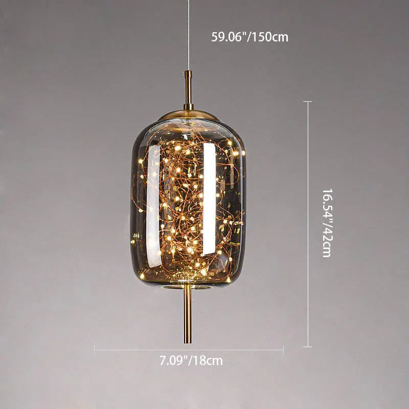 Contemporary Scandinavian Cylinder Oval Glass 1-light Pendant Light for Bedroom Lumendat
