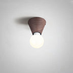 Japanese Minimalist Wood Grain Glass Round 1-Light Flush Mount Ceiling Light Lumendat