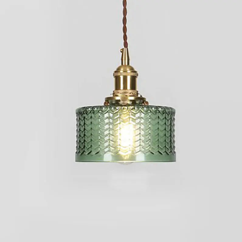 Japanese Vintage Brass Glass Round Jar 1-light Pendant Light Lumendat