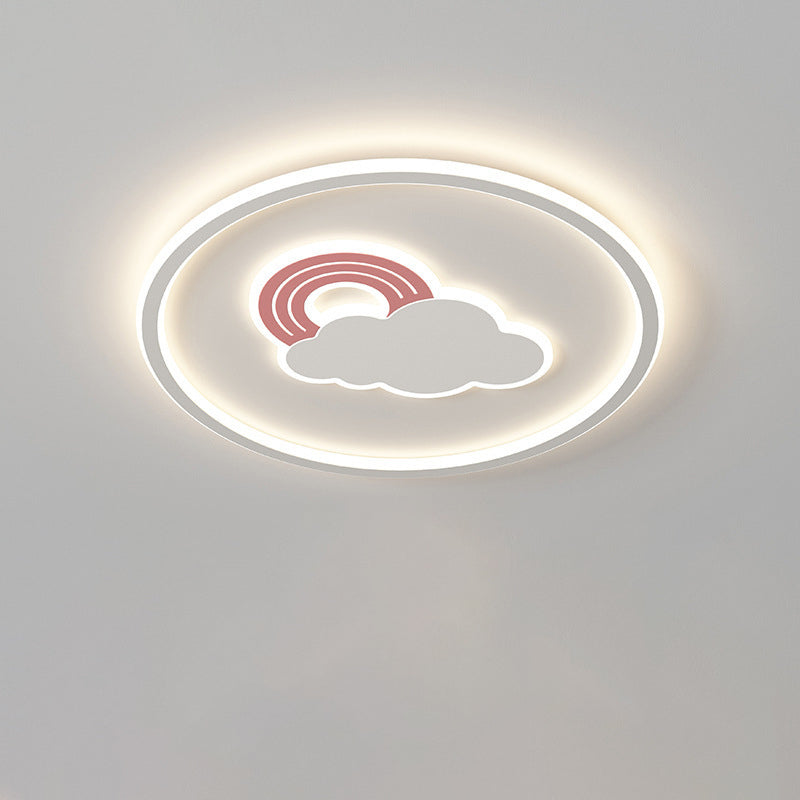 Contemporary Creative Cartoon Cloud Rainbow Acrylic LED Flush Mount Ceiling Light for Living Room