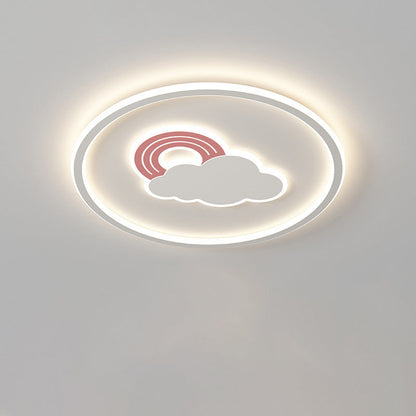 Contemporary Creative Cartoon Cloud Rainbow Acrylic LED Flush Mount Ceiling Light for Living Room