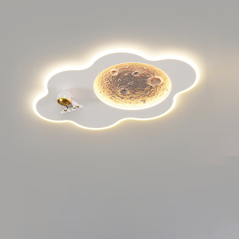 Lumendat Contemporary Creative Resin Moon Astronaut Acrylic Cloud Shape LED Kids Flush Mount Ceiling Light For Living Room Lumendat