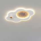 Lumendat Contemporary Creative Resin Moon Astronaut Acrylic Cloud Shape LED Kids Flush Mount Ceiling Light For Living Room Lumendat