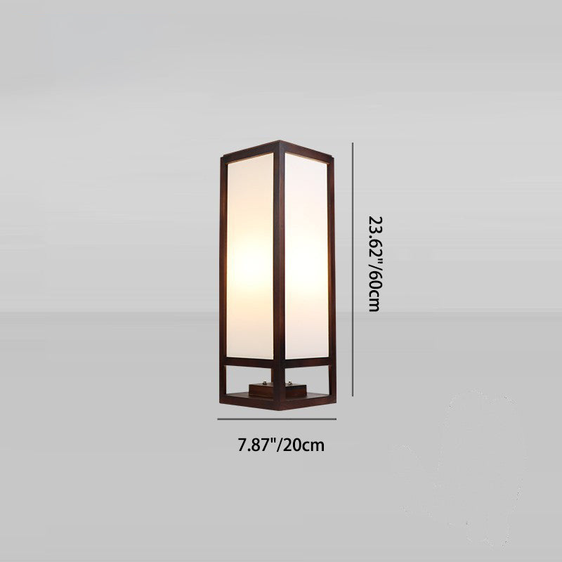 Traditional Chinese Rectangular Parchment Wood 1-Light Standing Floor Lamp For Entertainment Rooms Lumendat