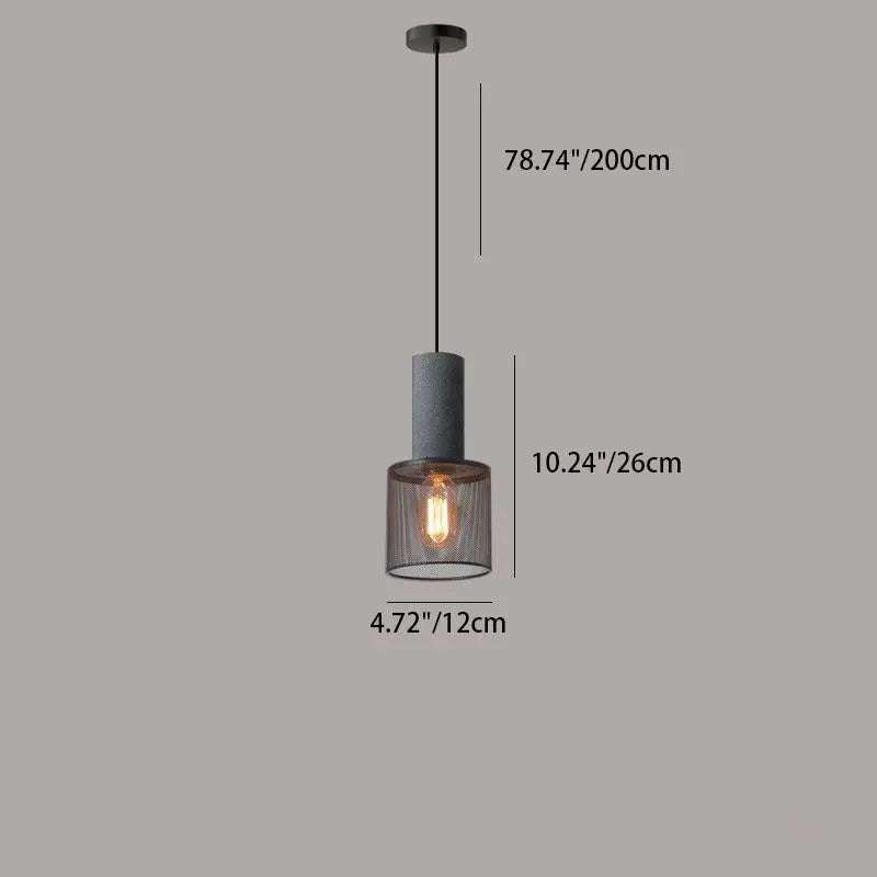 Contemporary Industrial Cylindrical Tapered Cement Iron 1-light Pendant Light for Living Room Lumendat