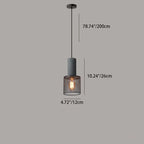 Contemporary Industrial Cylindrical Tapered Cement Iron 1-light Pendant Light for Living Room Lumendat