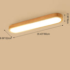 Traditional Japanese Rectangular Solid Wood Acrylic LED Flush Mount Ceiling Light For Living Room Lumendat