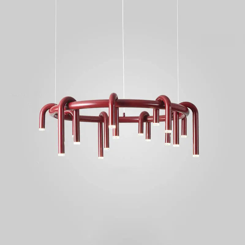 Modern Mid-century Iron Geometric Line Combination LED Chandelier for Living Room Lumendat